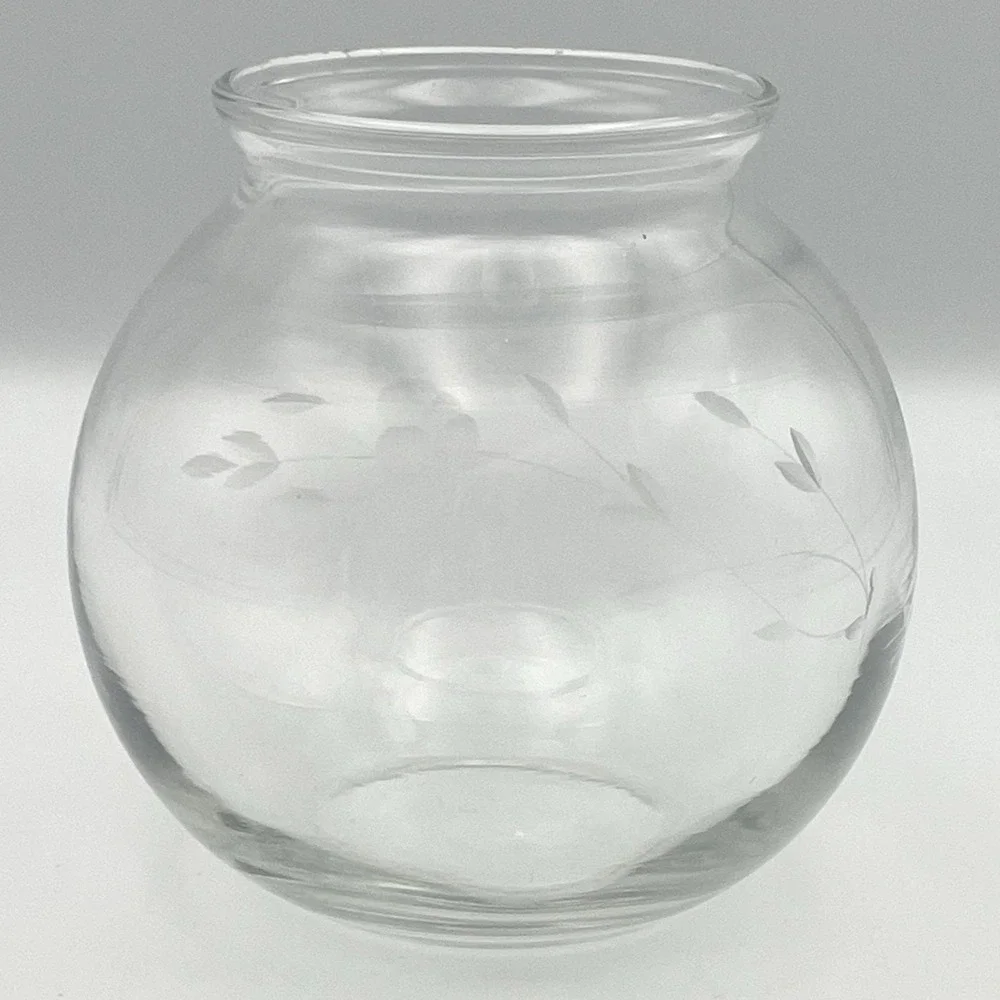Vintage 1980s Princess House Heritage Floral Glass Jar 4
